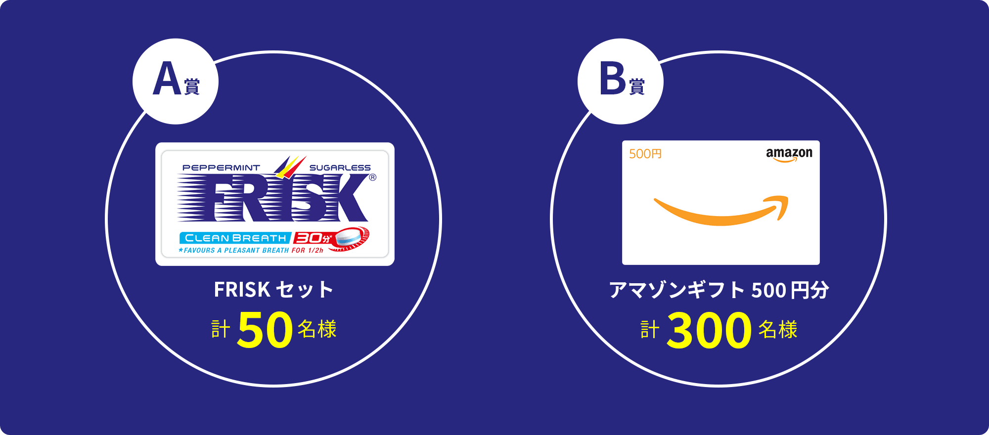A賞 FRISKセット計50名様　B賞 アマゾンギフト500円分​ 計300名様