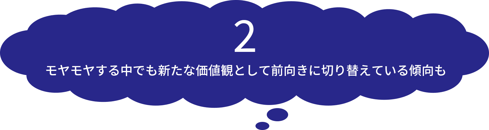 2 モヤモヤする中でも新たな価値観として前向きに切り替えている傾向も​