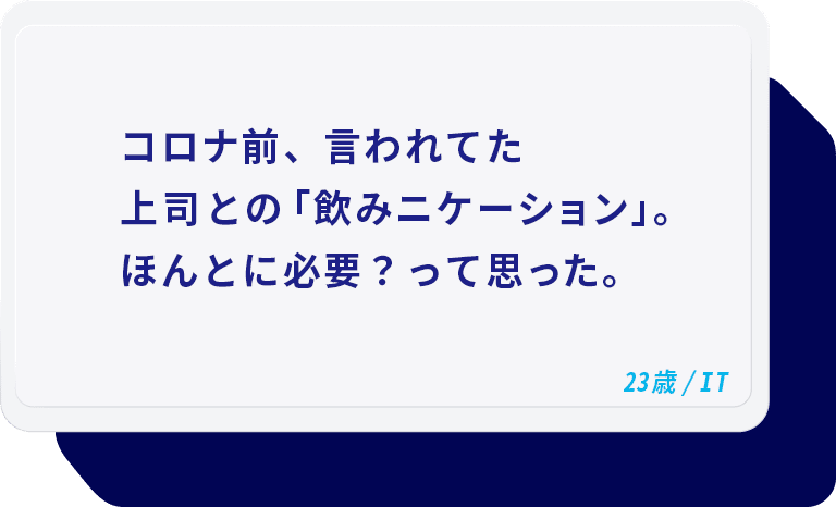 コロナ前、言われてた上司との「飲みニケーション」。ほんとに必要？って思った。 23歳/IT