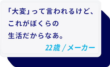 「大変」って言われるけど、これがぼくらの生活だからなあ。 22歳/メーカー